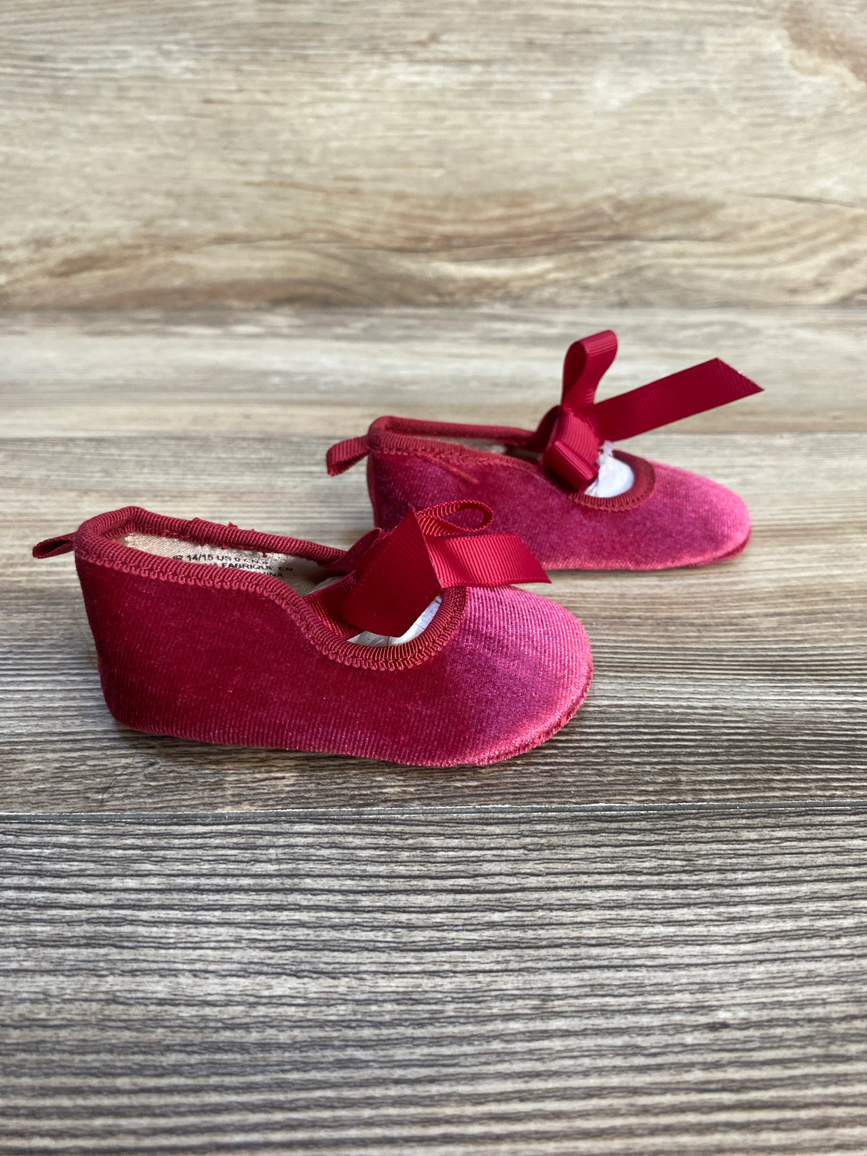 NWOT H&M Velvet Bow Soft Sole Shoes Red sz 0/1c