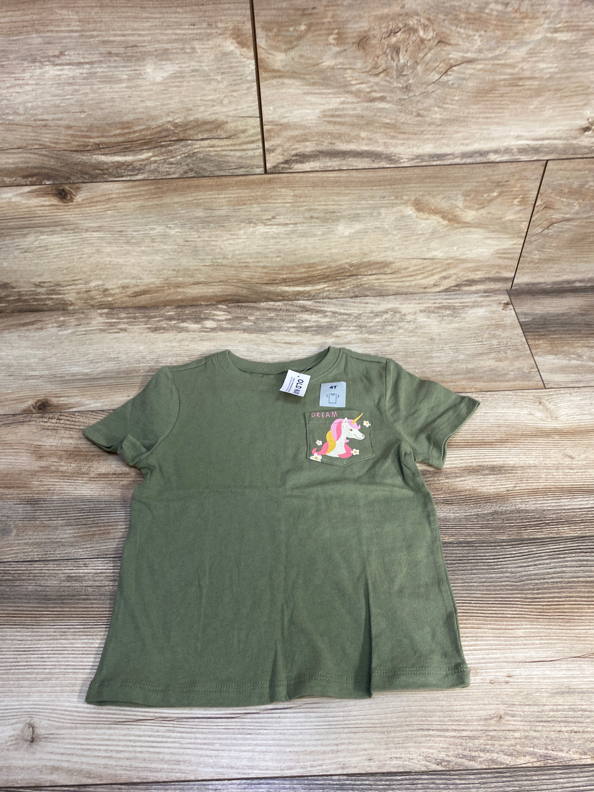 NEW Old Navy Unicorn Pocket Shirt Green sz 4T