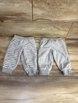 Simple Joys 2pk Striped Fleece Pants Grey sz 6-9m
