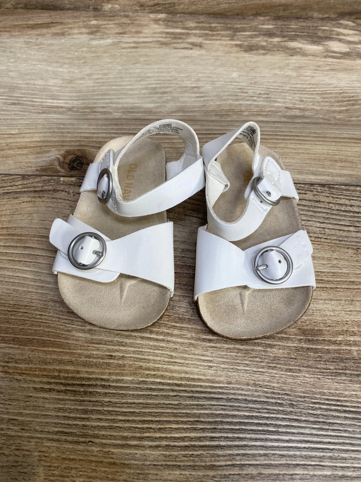 Old Navy Faux-Leather Double-Buckle Sandals White Sz 3c/4c