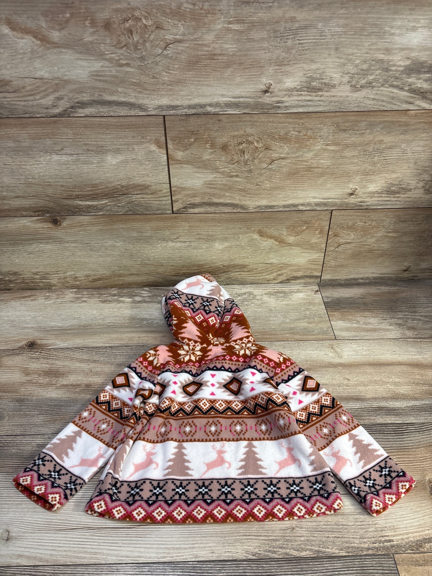 Children's Place Pattern Glacier Microfleece Hoodie Brown sz 18-24m