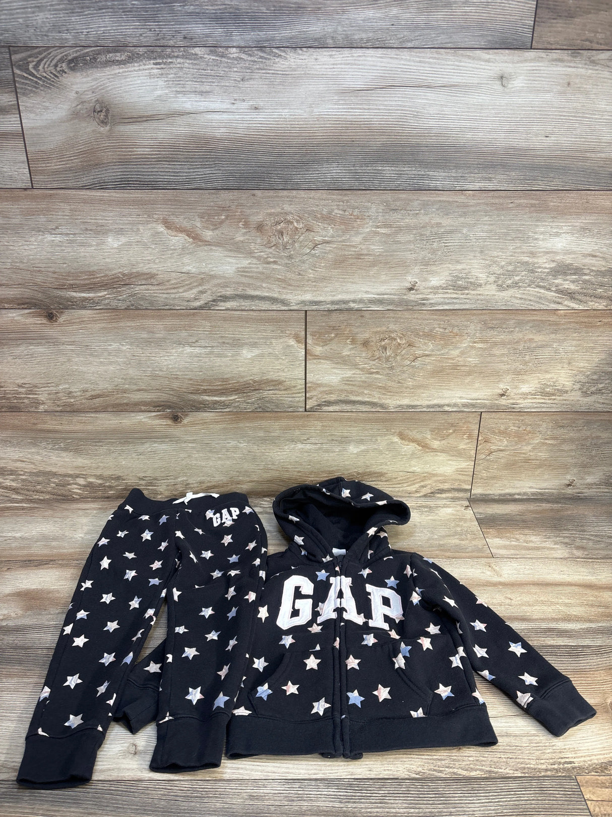 Baby Gap 2pc Full Zip Star Print Jacket & Joggers Set Black sz 4T