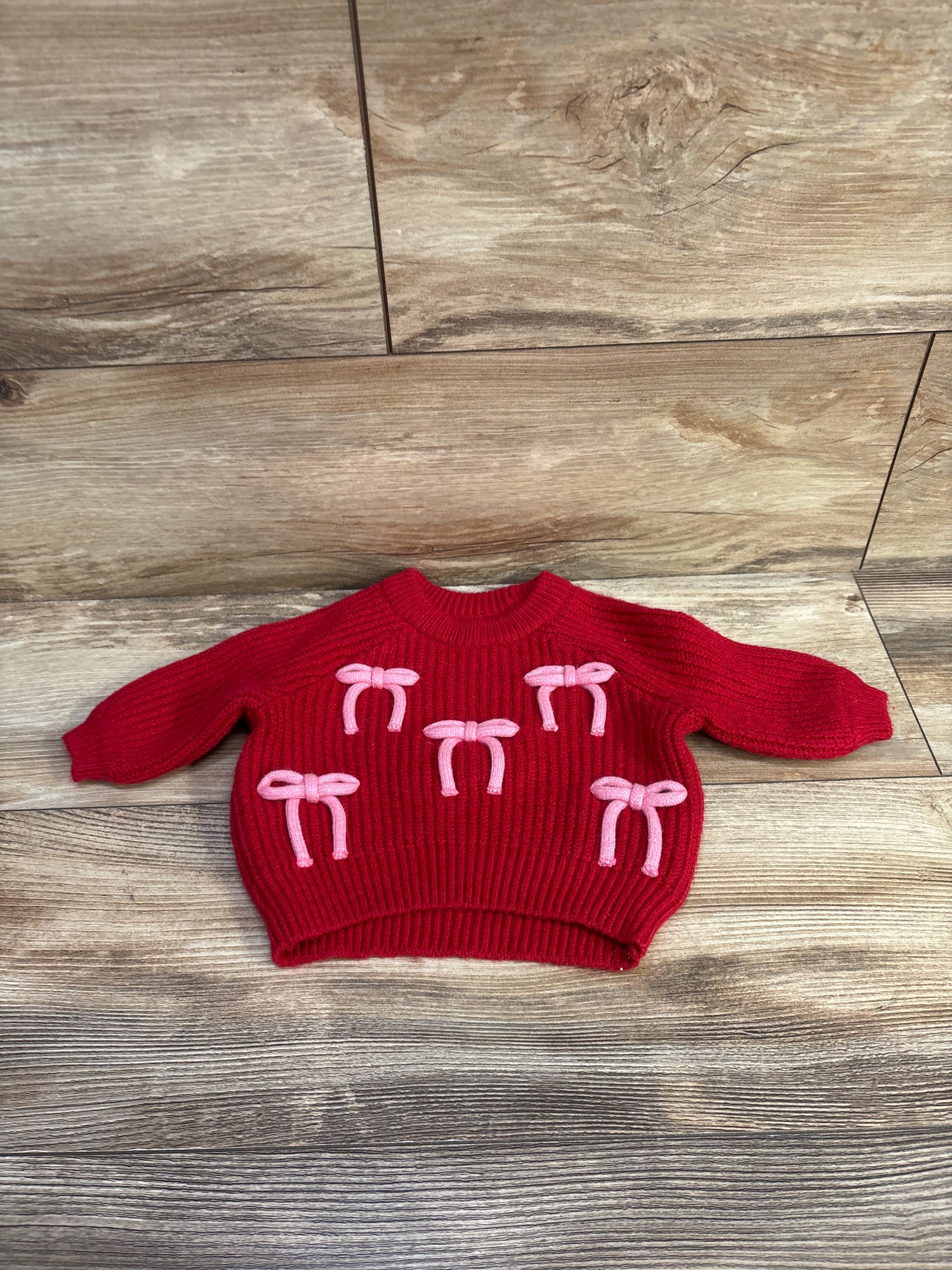 Old Navy So Soft Bow Knit Sweater Red sz 0-3m