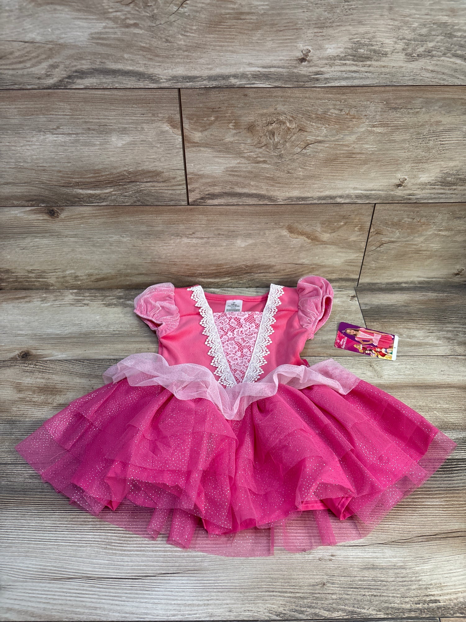 NEW Disney Princess Aurora Puff Sleeve Tutu Dress Pink sz 4T