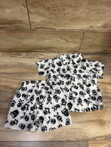 Skull Print 2pc Button-Up Shirt & Shorts Set White sz 2/3T