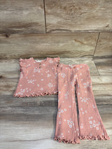 Jessica Simpson 2pc Ribbed Henley Shirt & Pants Set Pink sz 24m