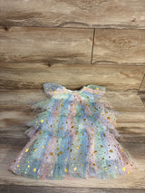 Star Print Layered Tulle Dress White sz 2T