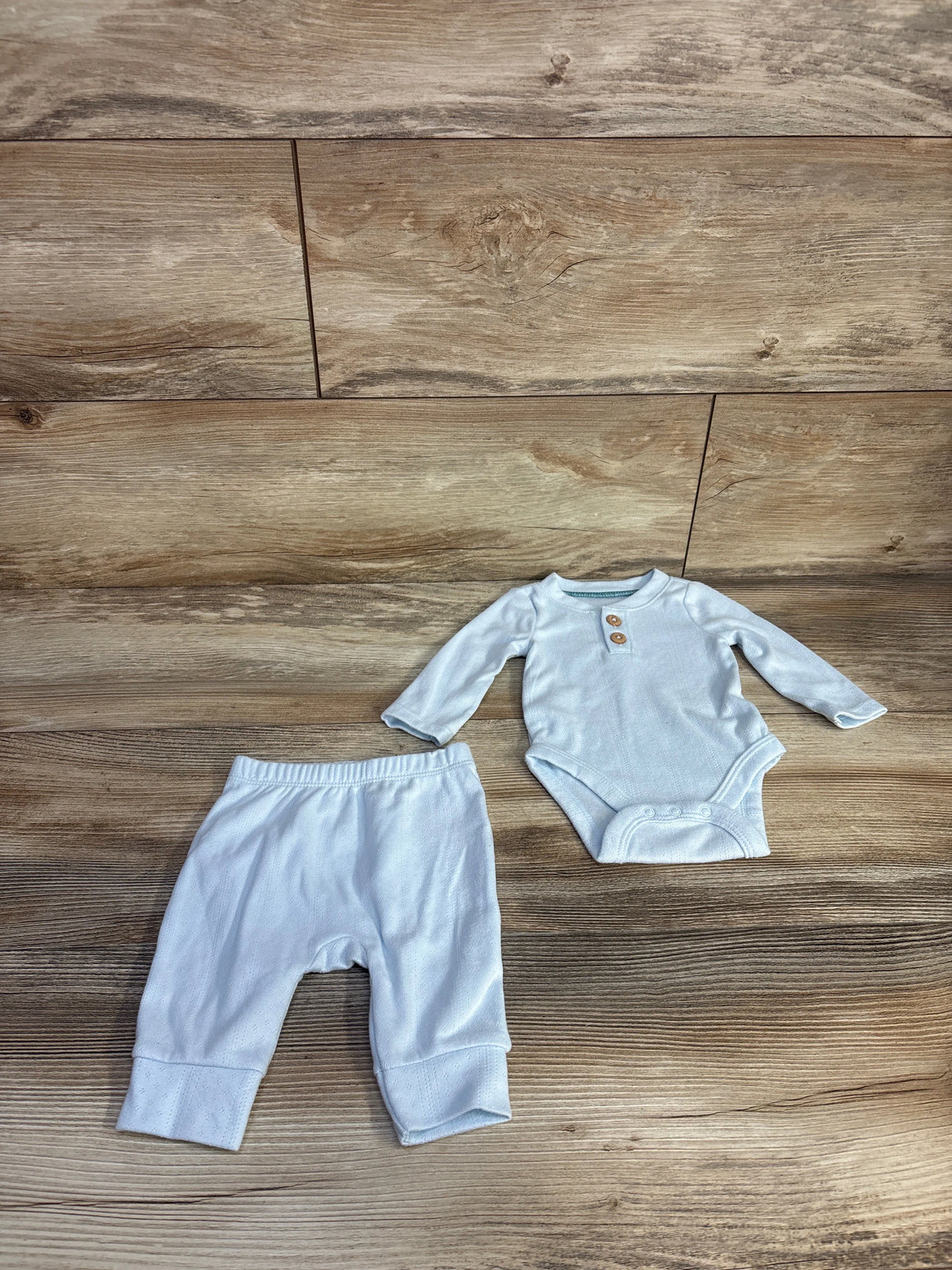 Cloud Island 2pc Pointelle Henley Bodysuit & Pants Set Blue sz Newborn