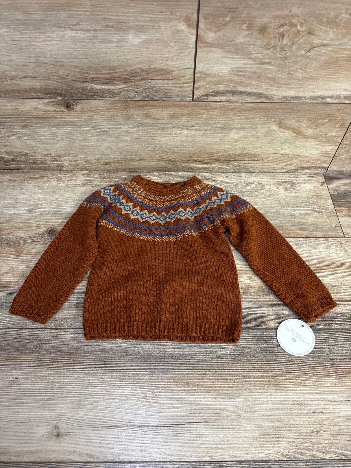 NEW Edgehill Collection Fair Isle Pull Over Sweater Brown sz 24m