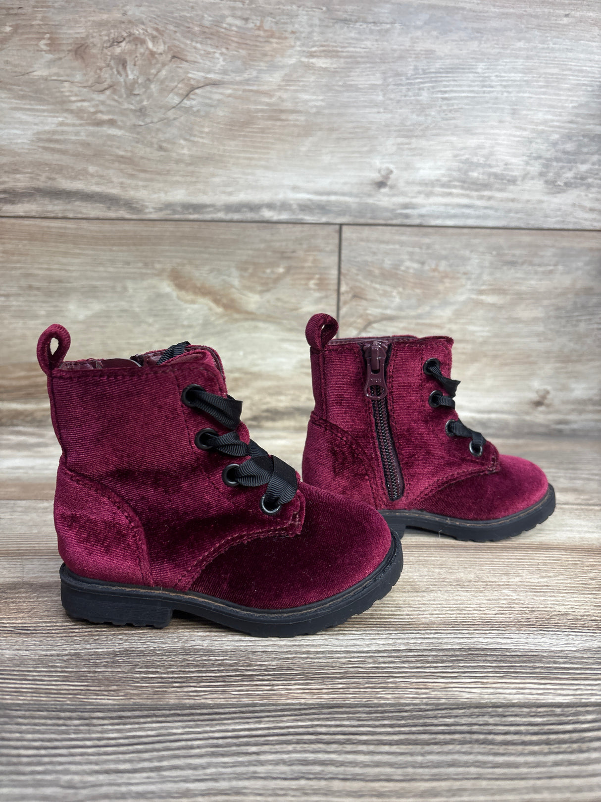 Cat & Jack Giovanna Lace-Up Combat Boots Maroon sz 5c