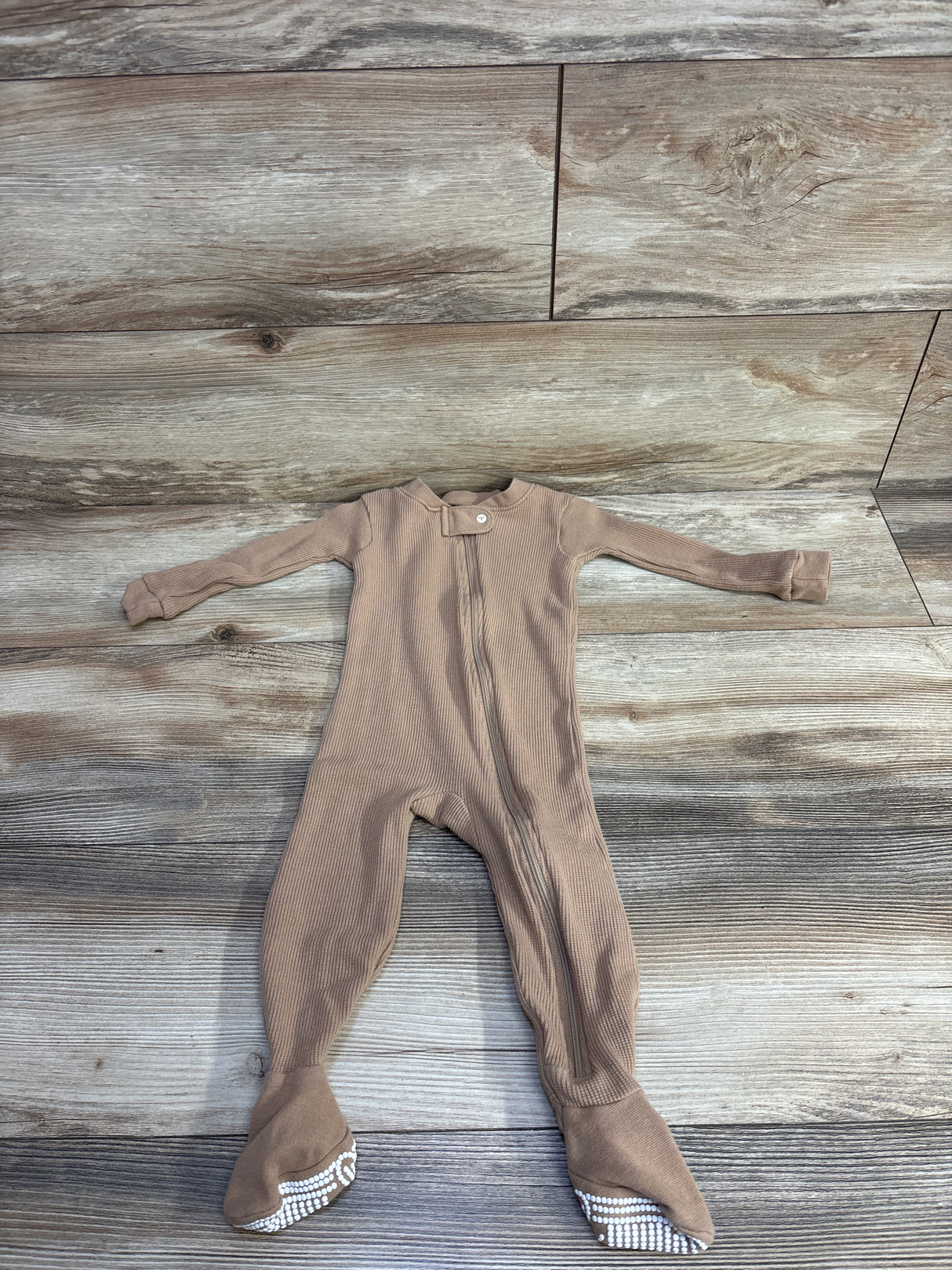Burt's Bees Organic Waffle Knit Sleeper Tan sz 12m
