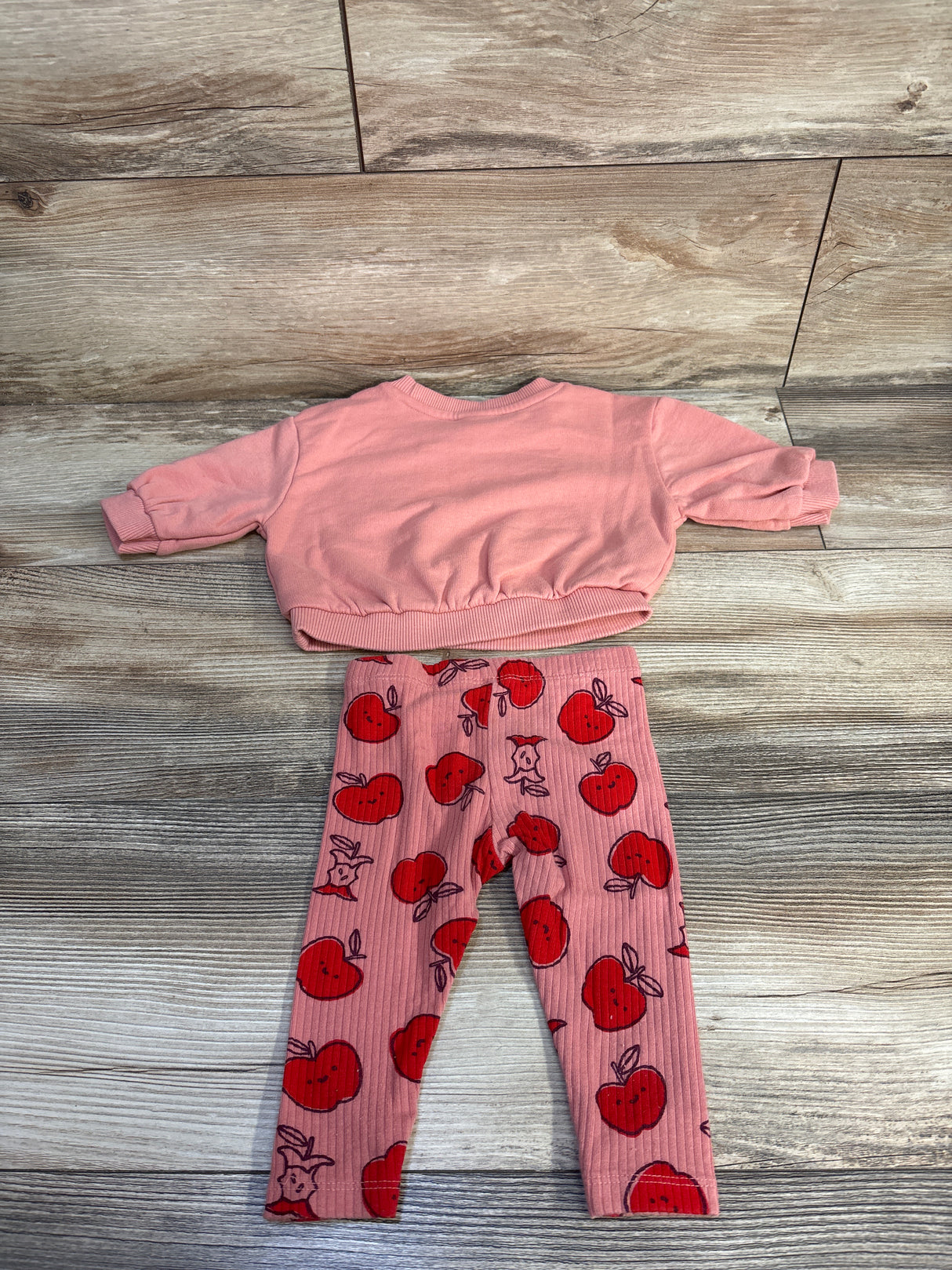Cat & Jack 2pc Apple Sweatshirt & Ribbed Leggings Pink sz 3-6m