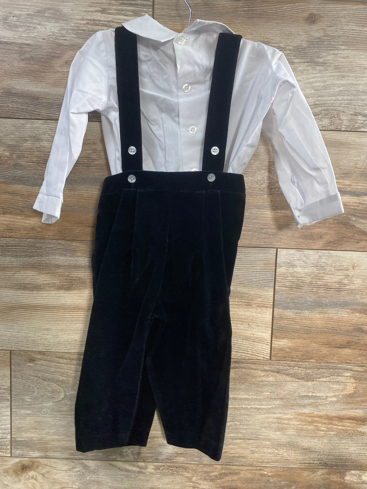 Velvet Suspendered Pants Set with Long Sleeves sz 18m