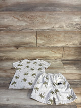 Volcom 2pc Palm Tree Shirt & Shorts Set Cream sz 4T