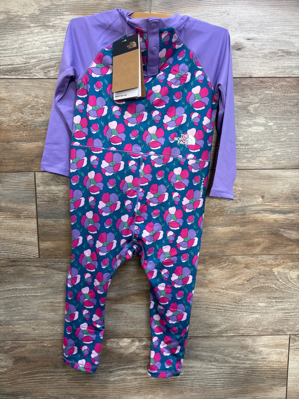 NEW The North Face 1pc Sun Rashguard Coverall Purple sz 18-24m
