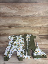 Actgleam 3pc Snap Jumpsuits with Hat Green Avocado sz 3-6m