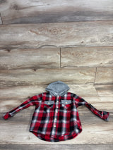 Plaid Hooded Flannel Shirt Red sz 2T