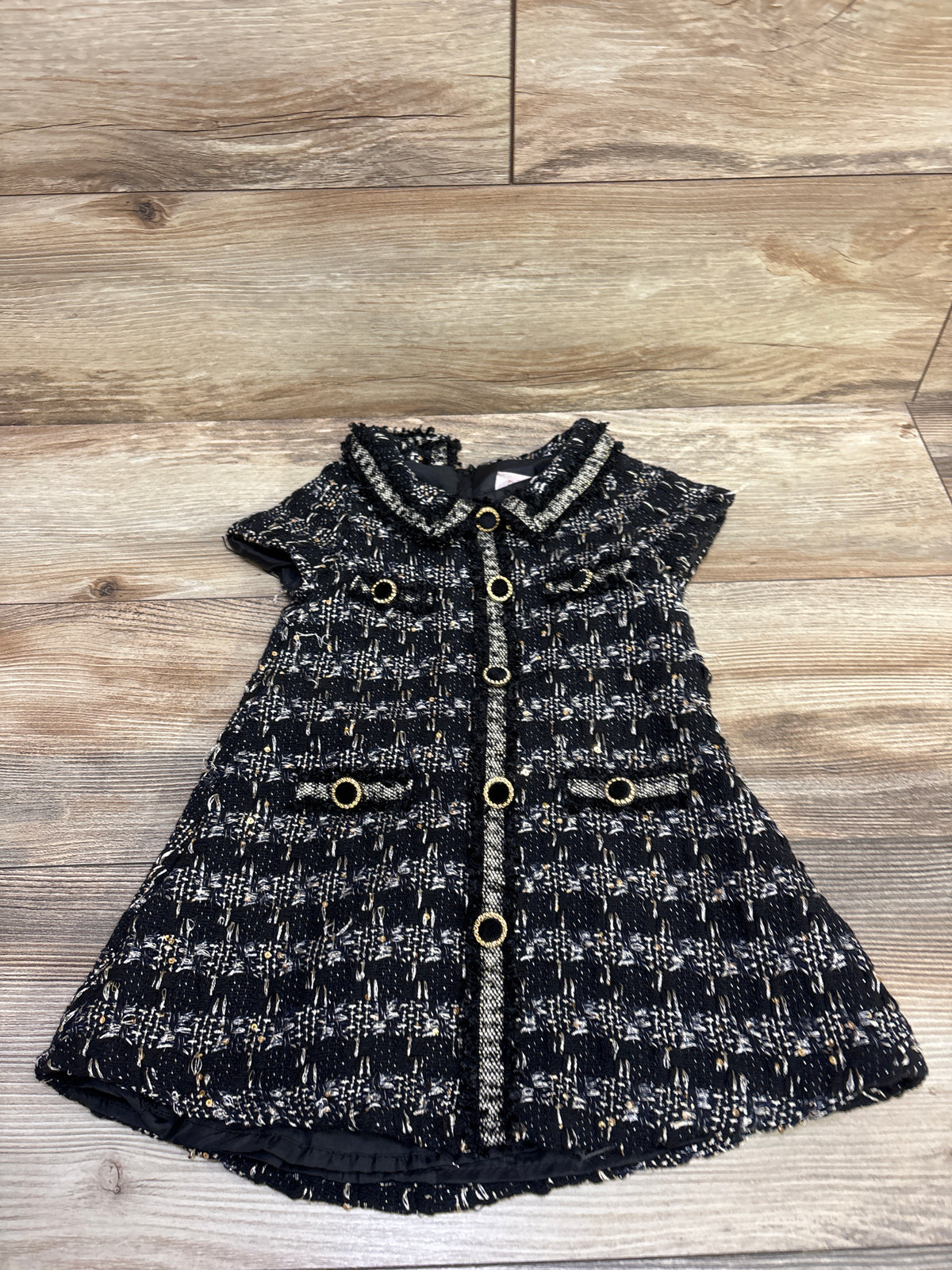 Biscotti Tweed Short Sleeve Dress Black sz 2T
