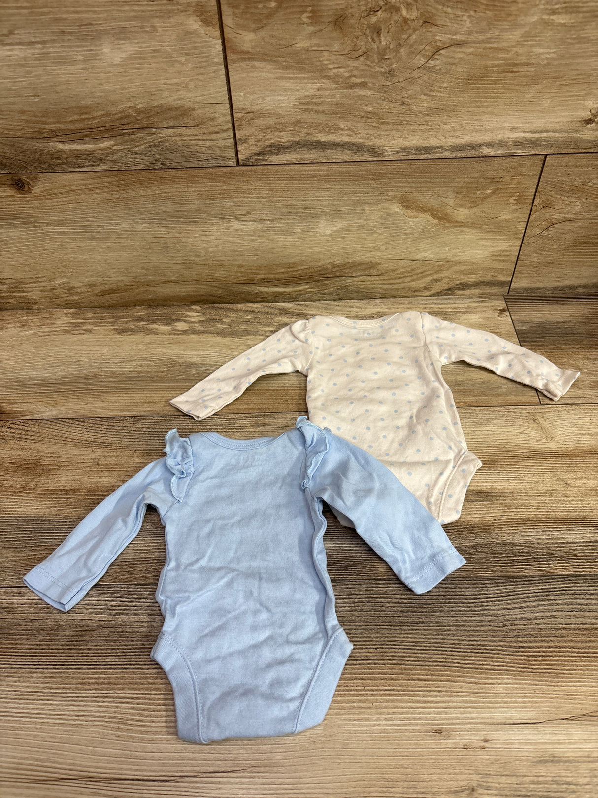 Children's Place 2pk Long Sleeve Bodysuits White/Blue sz Preemie