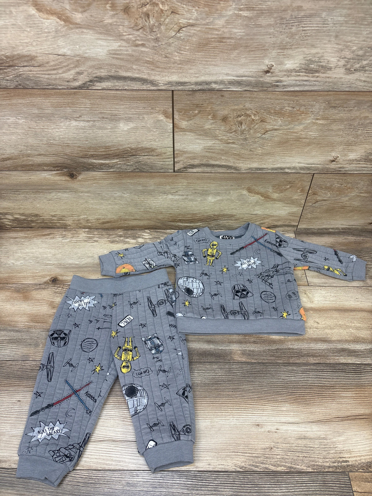 Star Wars 2pc Ribbed Sweatshirt & Joggers Set Grey sz 12m