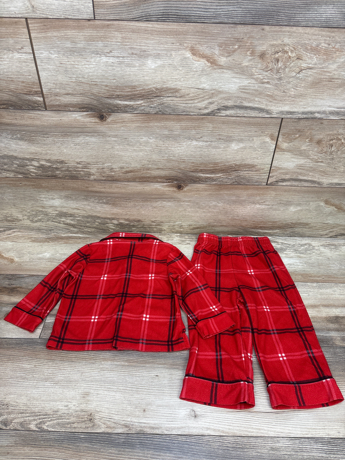 Wondershop 2pc Christmas Plaid Pajama Set Red sz 18m