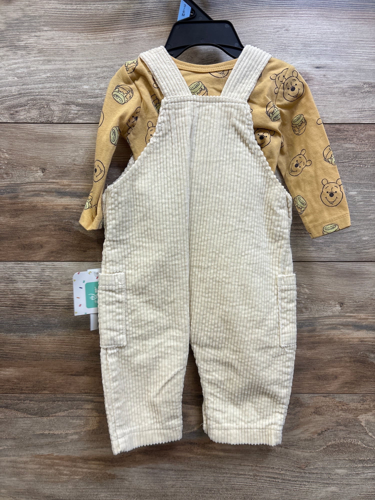 NEW Disney Baby 2pc Winnie The Pooh Corduroy Overalls Set Yellow sz 3/6m