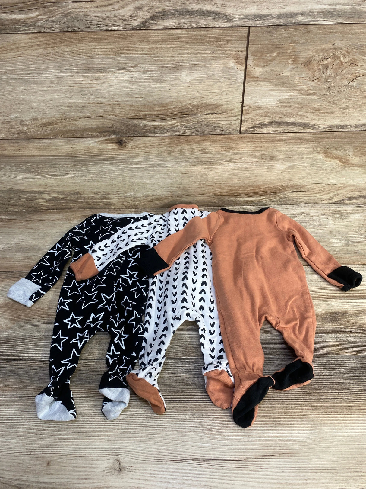Cloud Island 3pk Sleepers Black sz Newborn