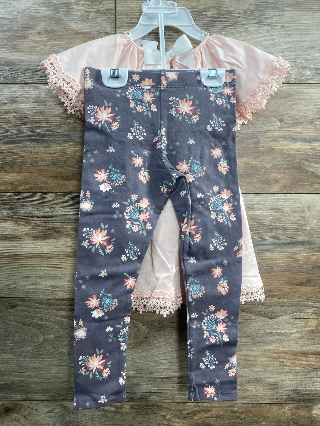 NEW Shabby Chic Pink Flutter Tunic + Leggings + Headband sz 3T