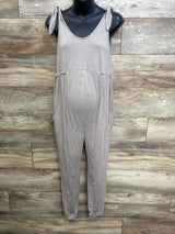 Isabel Maternity Knit Knot Sleeve Tank Jumpsuit Taupe sz XS