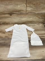 Toby Ribbed Knot Gown & Hat White sz 0-3m