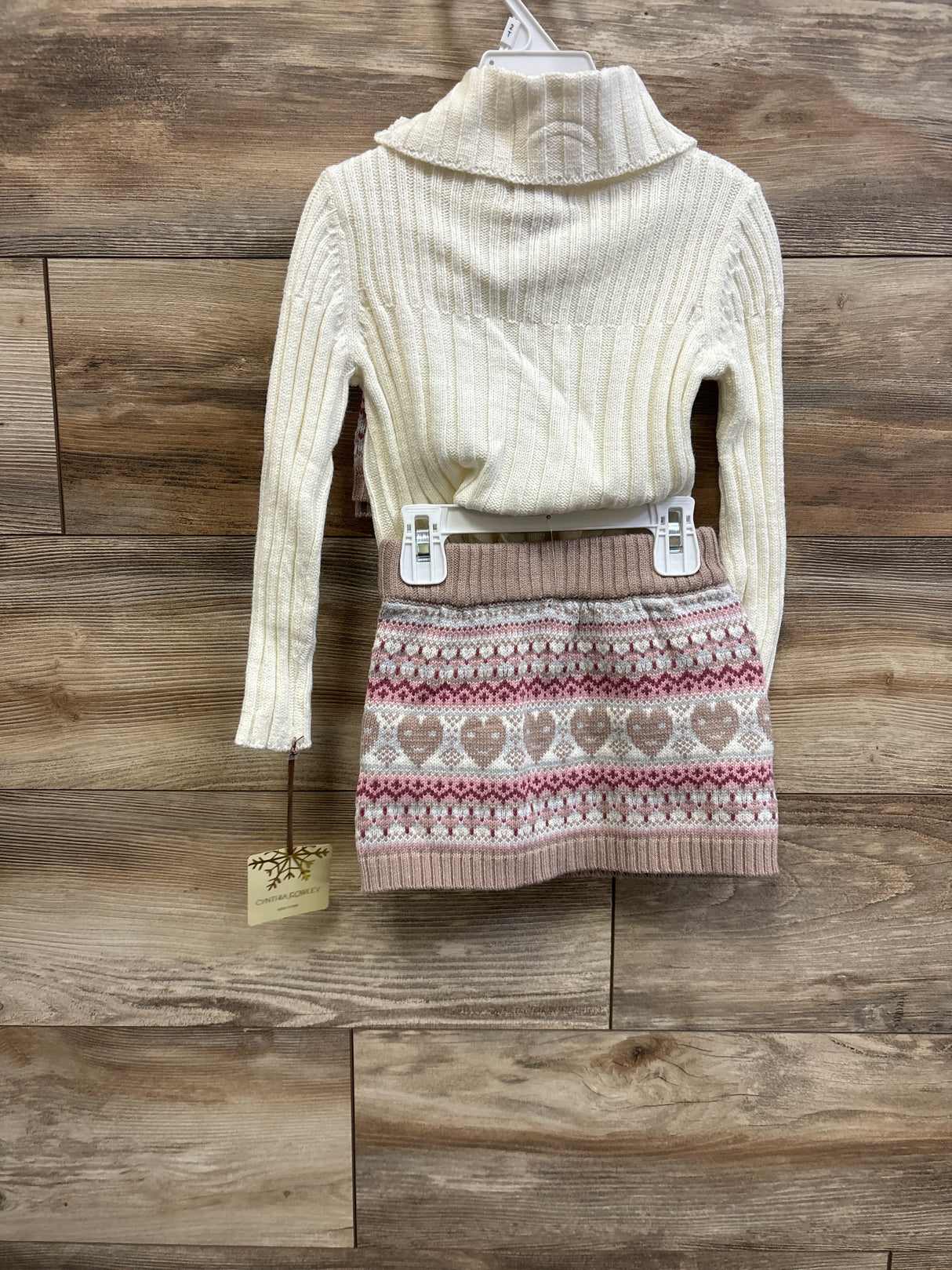 NEW Cynthia Rowley 3pc Knit Sweater, Skirt, & Leg Warmers Ivory sz 2T