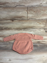 Baby Sprouts Eyelet Trim Sweater Knit Bubble Romper Peach sz 3-6m