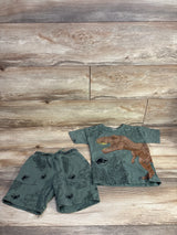 Jurassic Park 2pc T-Rex Shirt & Drawstring Shorts Set Green sz 4T