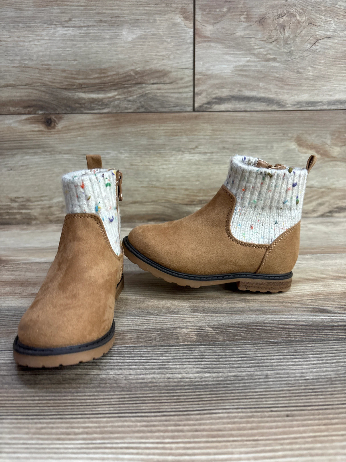 Cat & Jack Emmaline Knit Boots Cognac sz 9c