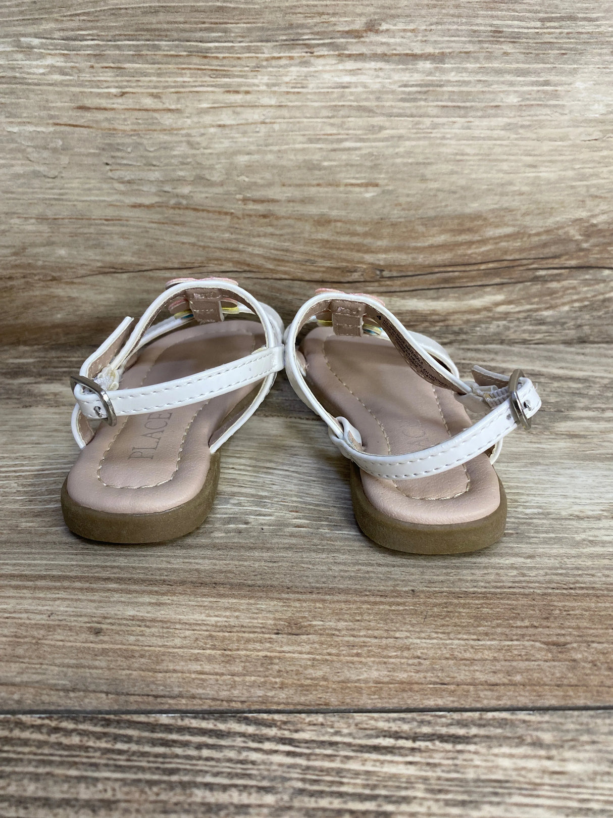 Children's Place Glitter Rainbow Heart Sandals White sz 4c