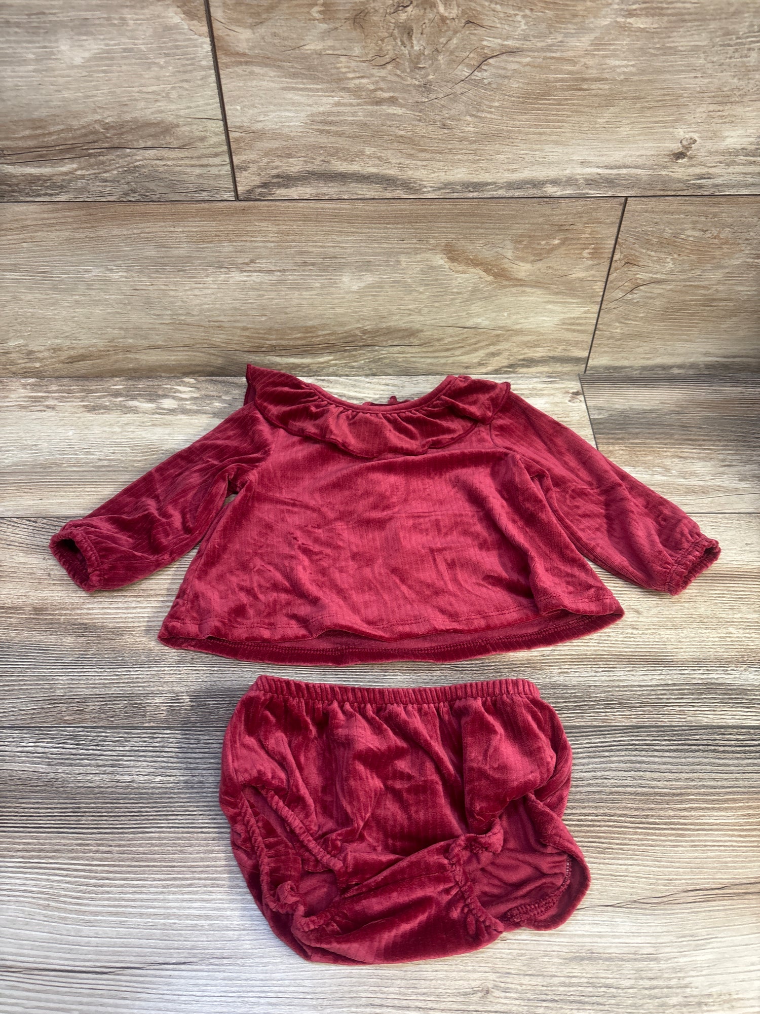 Just One You 2pc Velvet Shirt & Bloomers Set Red sz 9m