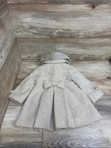 Edgehill Collection Faux-Fur Collar Tweed Pea Coat Cream Beige sz 12m