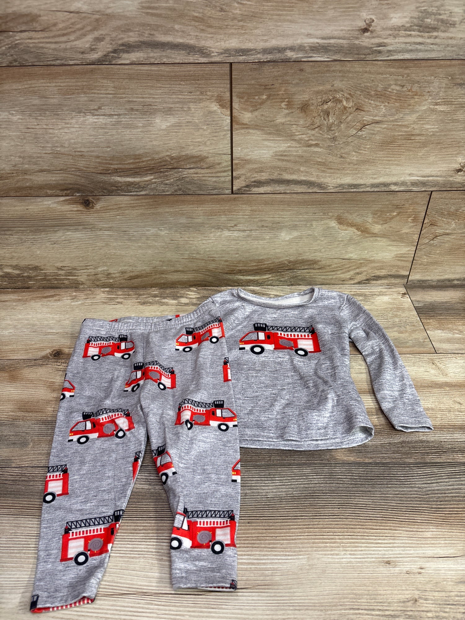 Shein 2pc Firetruck Pajama Set Grey sz 18-24m