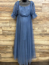 Ever Pretty Maternity Off-Shoulder Tulle Maxi Dress Blue sz XXL