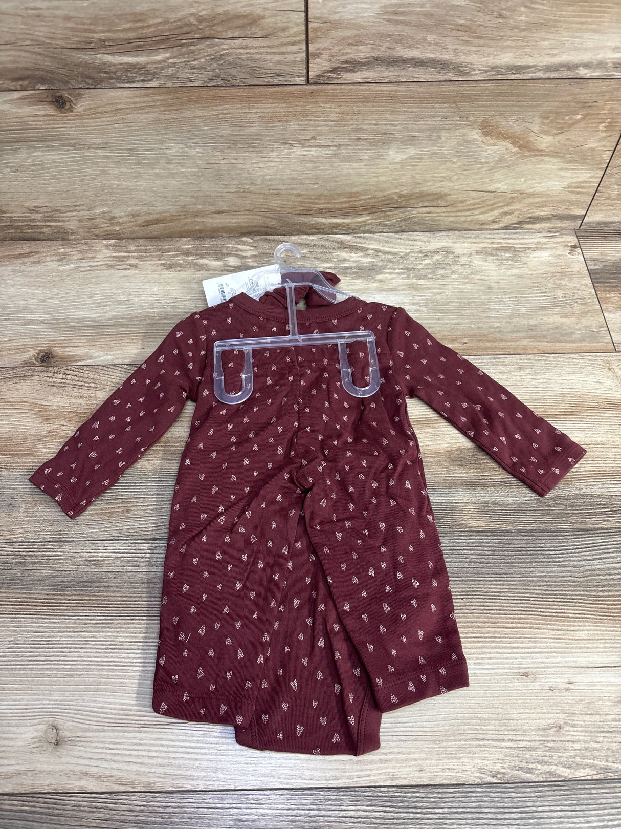 NEW Just One You 3pc Heart Print Kimono Bodysuit & Bottoms Burgundy sz 6m