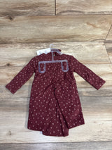 NEW Just One You 3pc Heart Print Kimono Bodysuit & Bottoms Burgundy sz 6m