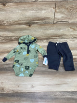 NEW Carter's 2pc Hooded Bodysuit & Pants Green sz 6m