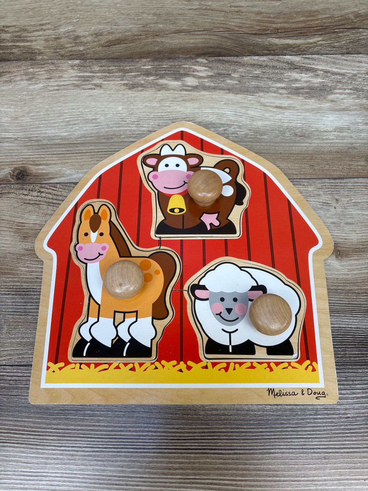 Melissa & Doug Barnyard Animals Jumbo Knob Wooden Peg Puzzle