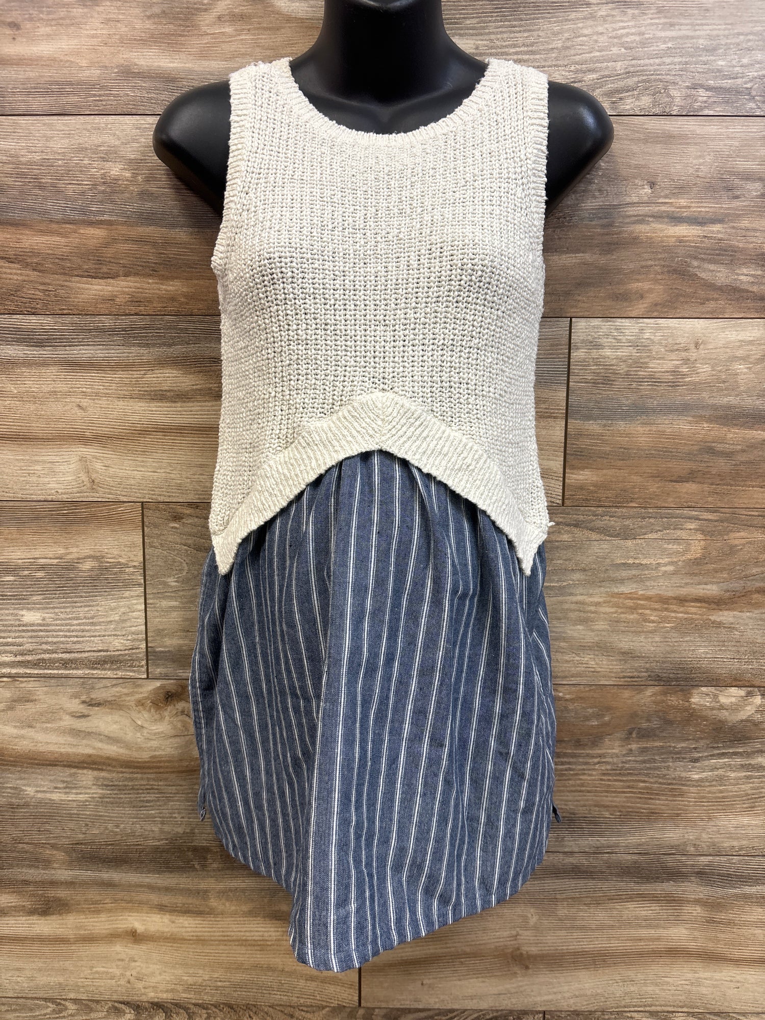 A Pea In The Pod Maternity Knit Striped Sleeveless Top Ivory sz Small
