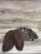 NEW Tobbie's Closet 2pc Button-Up Lined Flannel Top & Pants Set Brown sz 2T