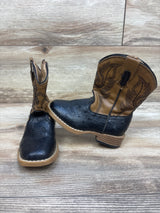Roper Square Toe Ostrich Print Western Boots Black/Tan sz 6c