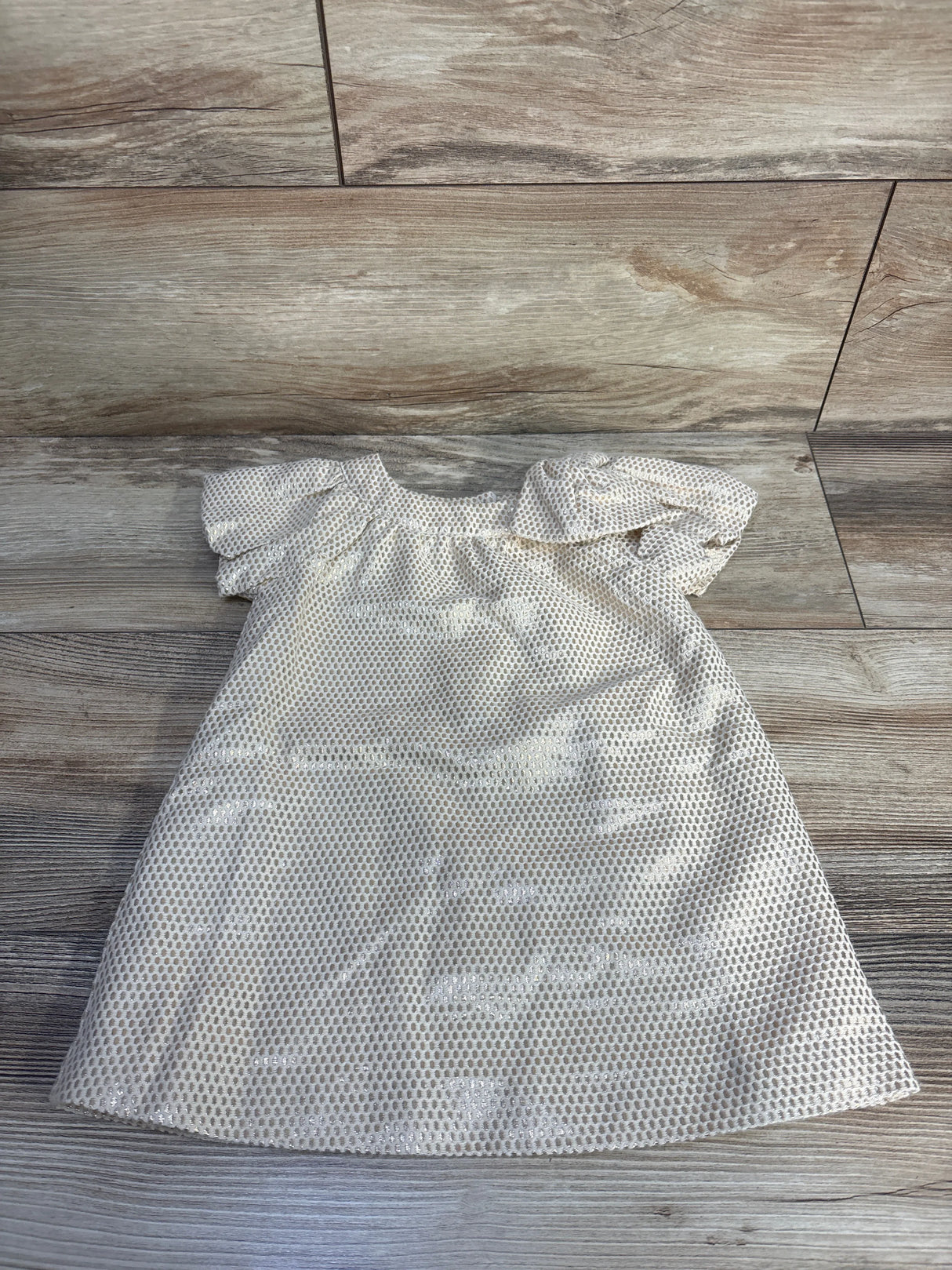 Janie & Jack The Center Stage Metallic Jacquard Dress Gold sz 12-18m