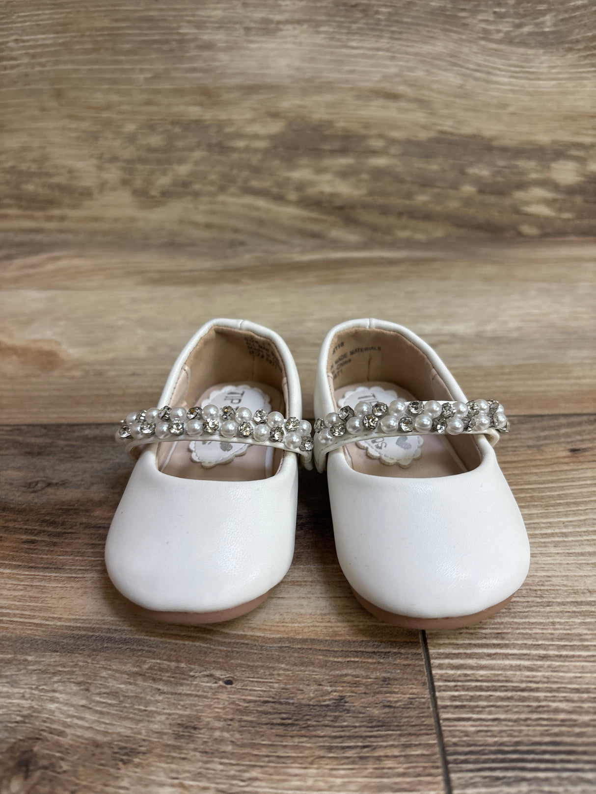 Tip Top Kids Mary Jane Bedazzled Flats White sz 1c