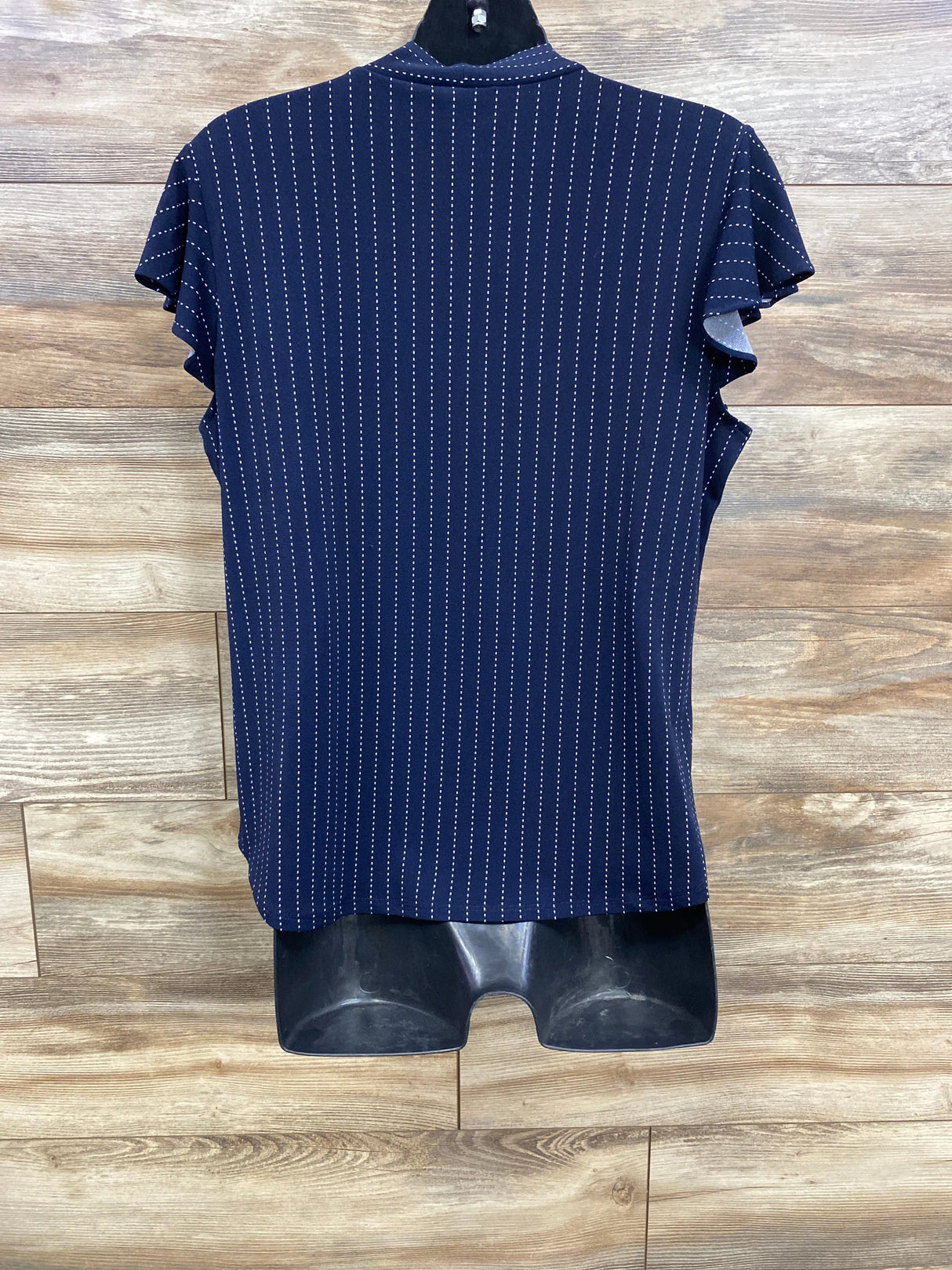 Adrianna Papell Flutter Sleeve Tie Blouse Navy sz Large