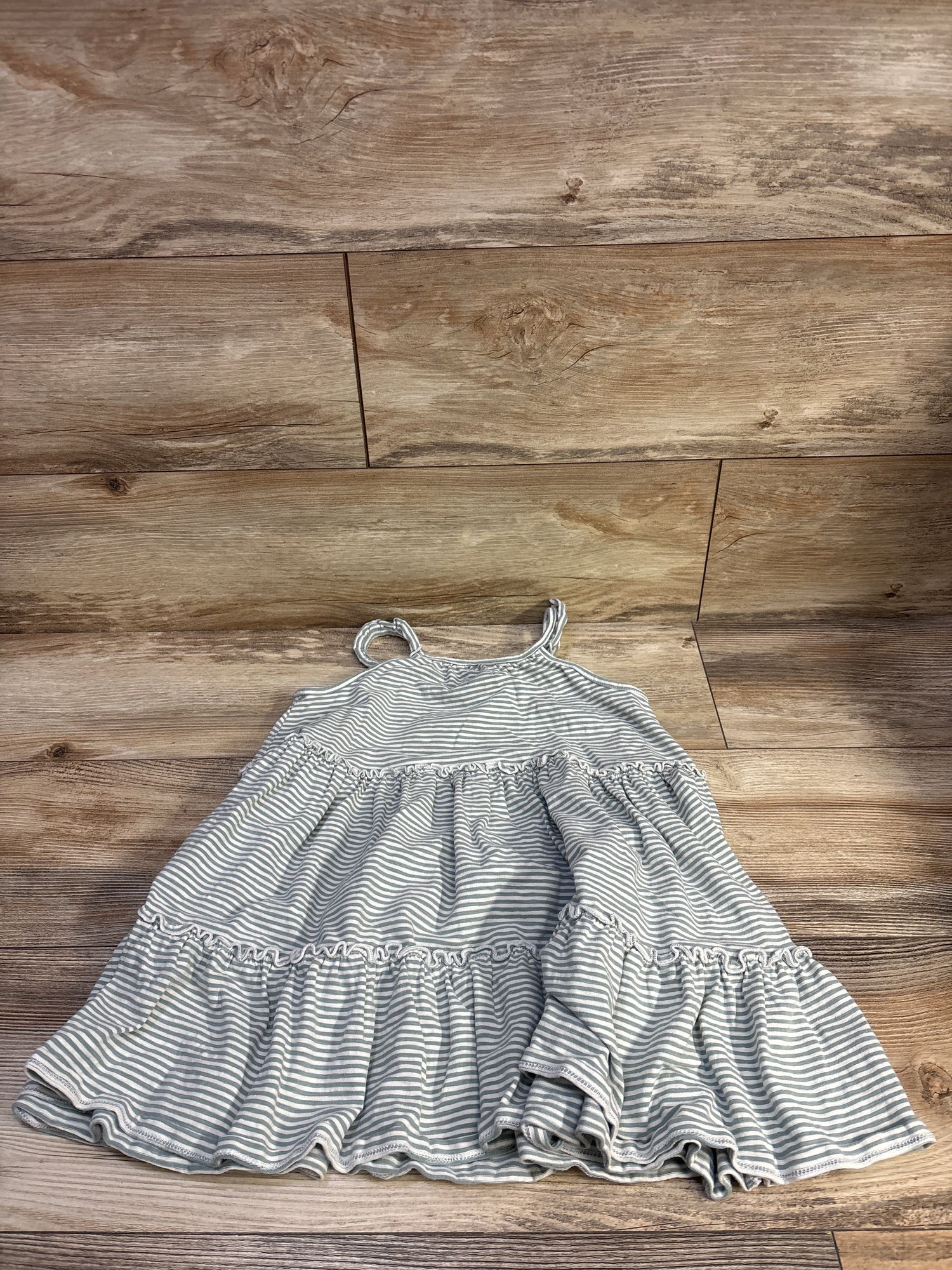 Easy Peasy Striped Tiered Dress Green sz 5T